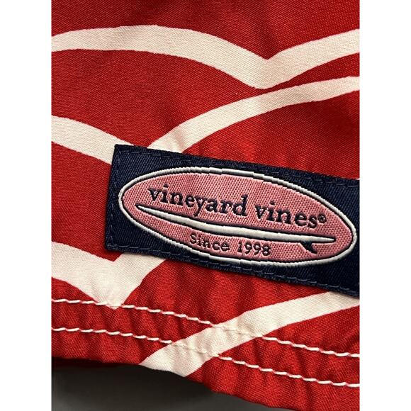Vineyard Vines Board Shorts Mens 40 Red White Swim Trunks Performance Pockets - Picture 5 of 7